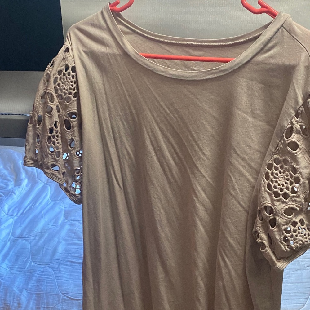 Torrid Tan Lace Sleeve Short Sleeve Top
